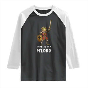 Knight Frog Raglan Shirt Funny T'was The Tism M'Lord Vintage Autism Medieval TS10 Black White Print Your Wear