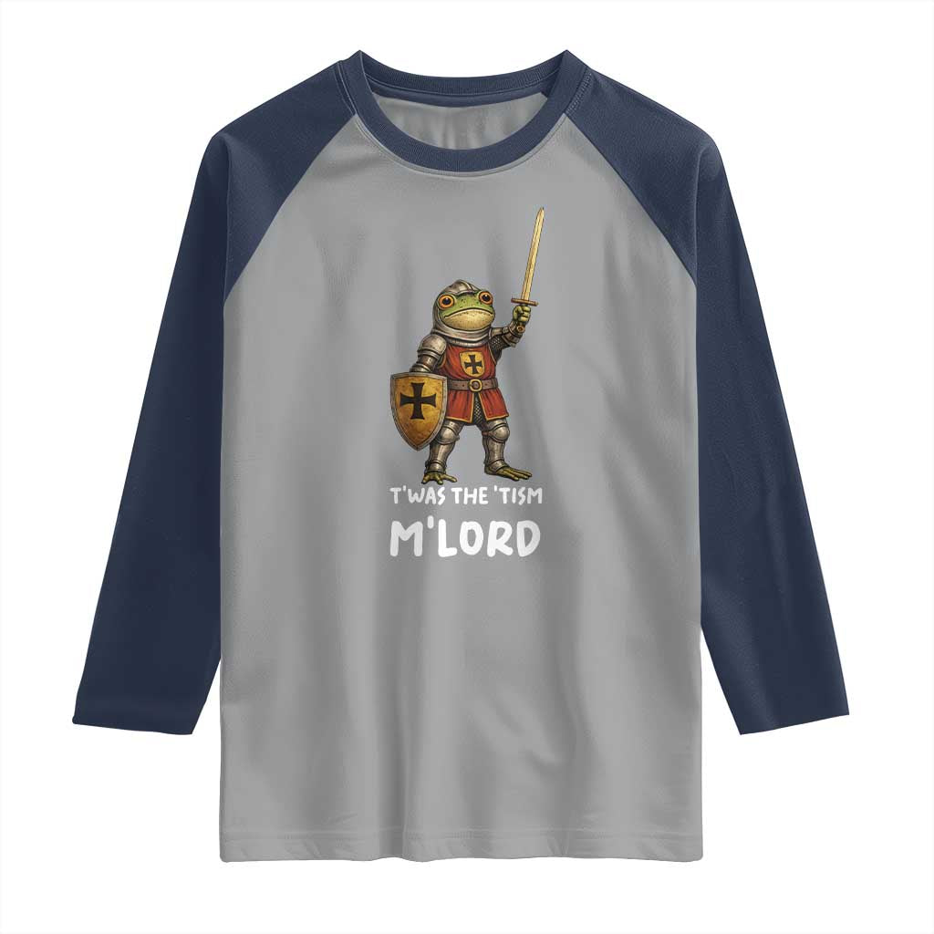 Knight Frog Raglan Shirt Funny T'was The Tism M'Lord Vintage Autism Medieval TS10 Sport Gray Navy Print Your Wear