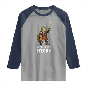 Knight Frog Raglan Shirt Funny T'was The Tism M'Lord Vintage Autism Medieval TS10 Sport Gray Navy Print Your Wear