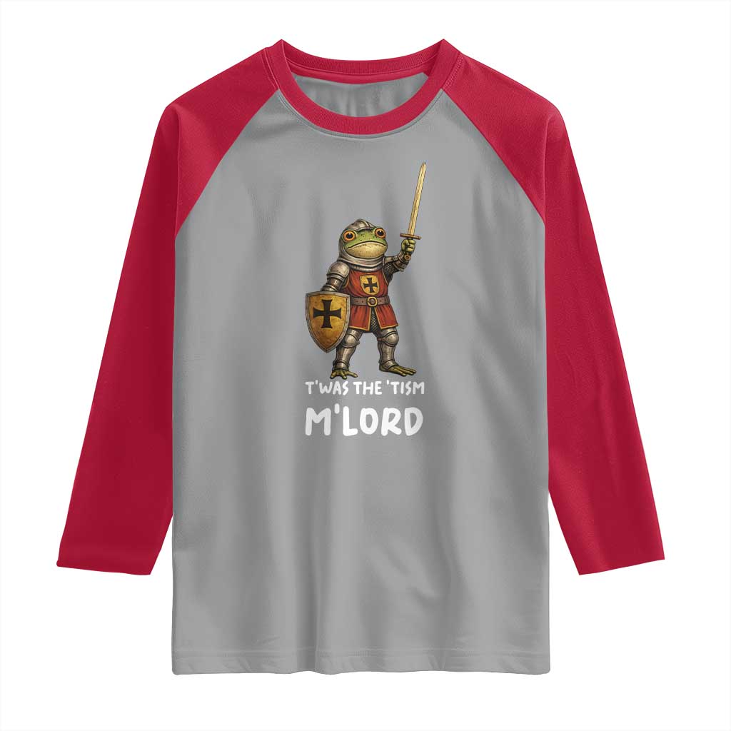 Knight Frog Raglan Shirt Funny T'was The Tism M'Lord Vintage Autism Medieval TS10 Sport Gray Red Print Your Wear