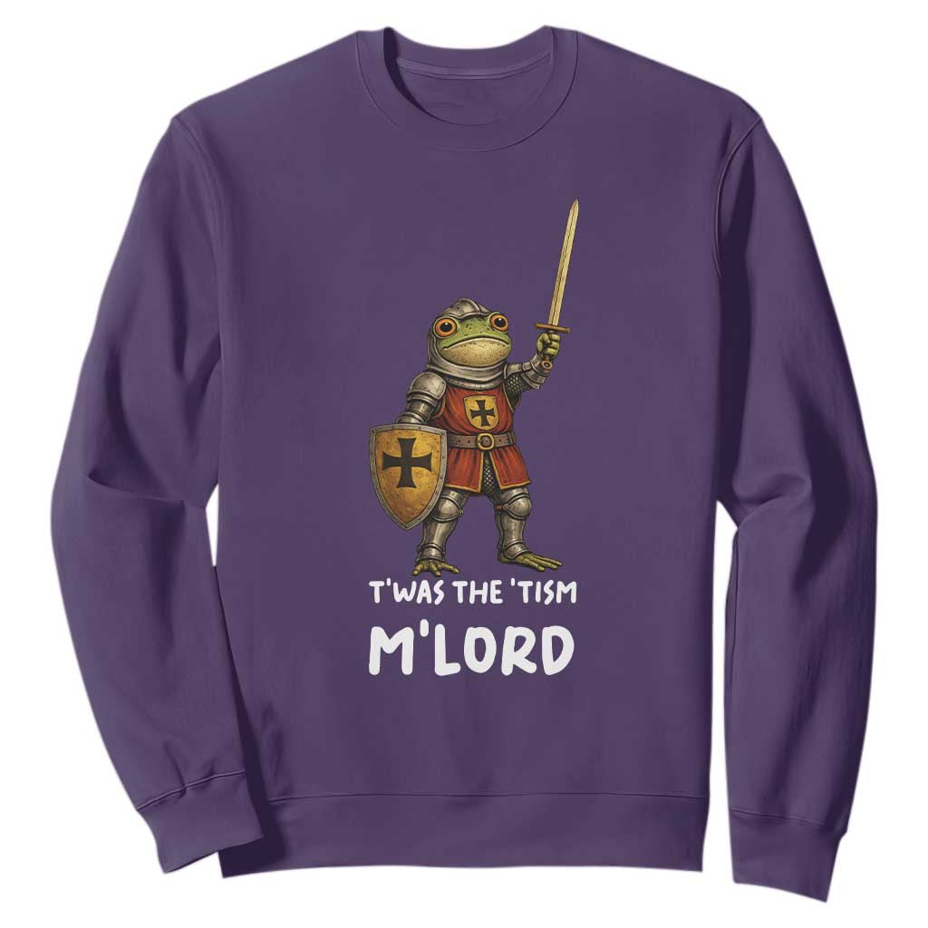 Knight Frog Sweatshirt Funny T'was The Tism M'Lord Vintage Autism Medieval TS10 Purple Print Your Wear