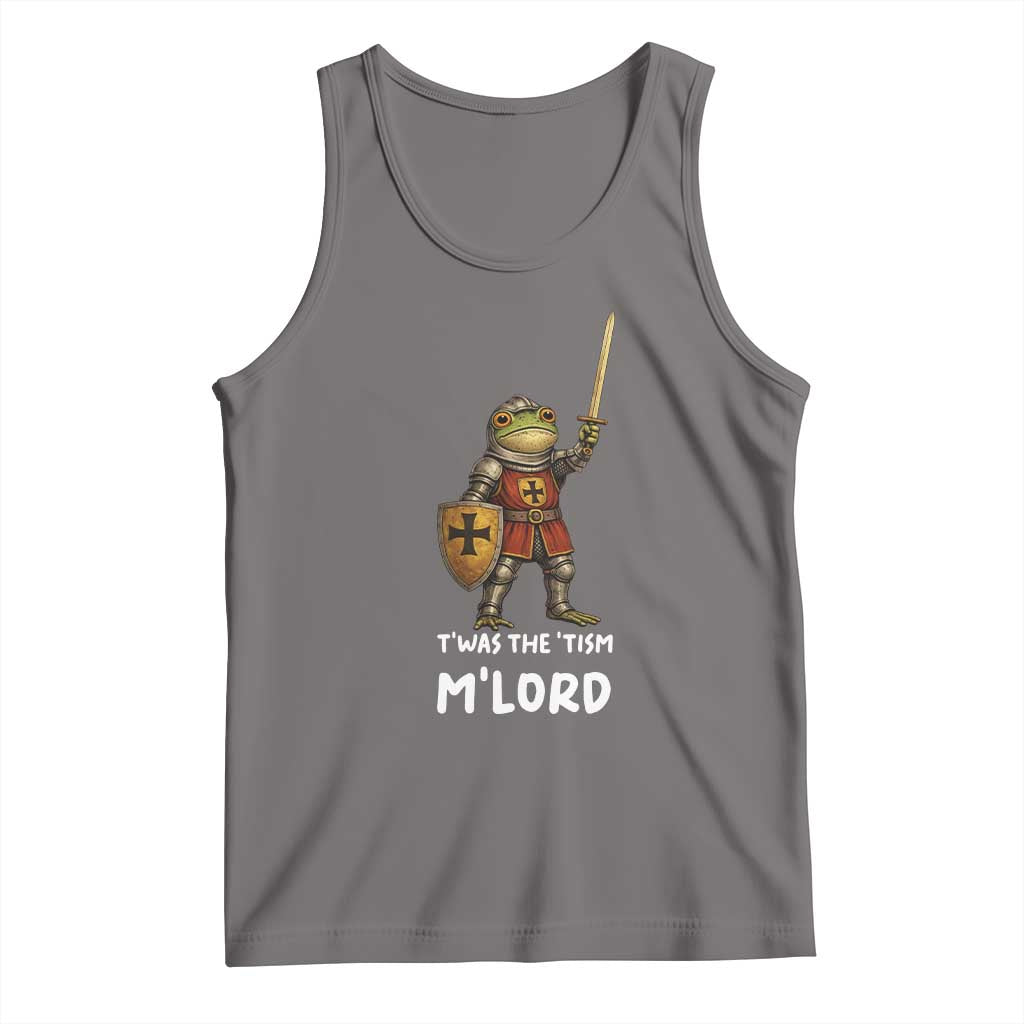 Knight Frog Tank Top Funny T'was The Tism M'Lord Vintage Autism Medieval TS10 Deep Heather Print Your Wear