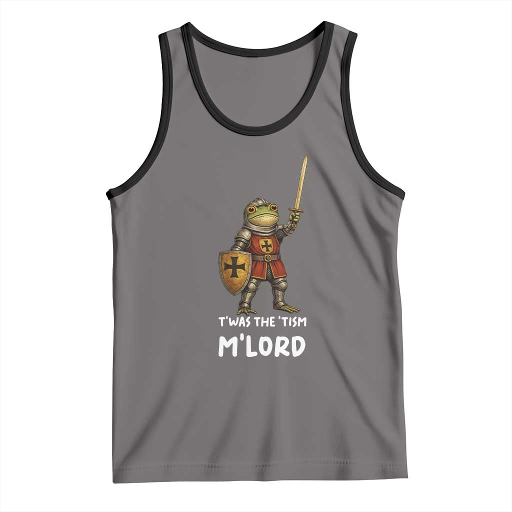 Knight Frog Tank Top Funny T'was The Tism M'Lord Vintage Autism Medieval TS10 Deep Heather Black Print Your Wear