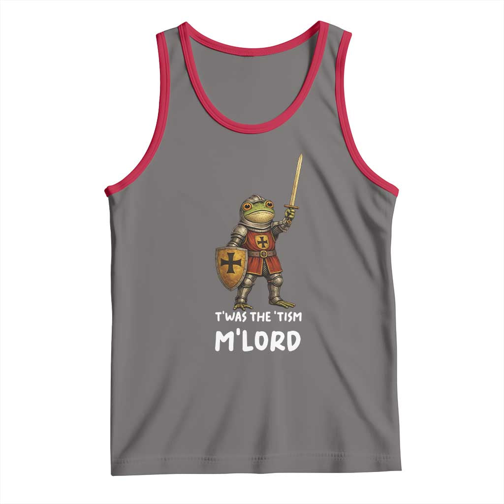 Knight Frog Tank Top Funny T'was The Tism M'Lord Vintage Autism Medieval TS10 Deep Heather Red Print Your Wear