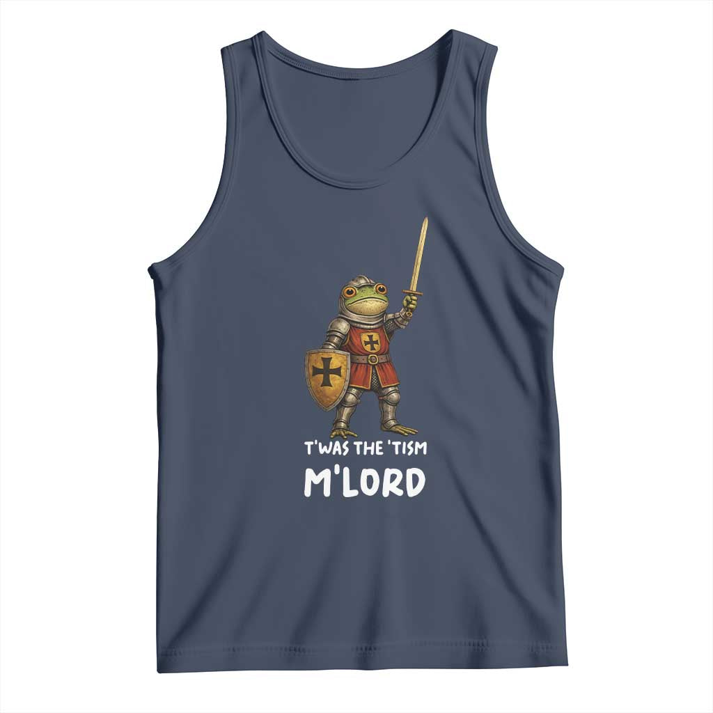 Knight Frog Tank Top Funny T'was The Tism M'Lord Vintage Autism Medieval TS10 Navy Print Your Wear