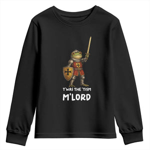 Knight Frog Youth Sweatshirt Funny T'was The Tism M'Lord Vintage Autism Medieval TS10 Black Print Your Wear