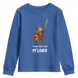 Knight Frog Youth Sweatshirt Funny T'was The Tism M'Lord Vintage Autism Medieval TS10 Royal Blue Print Your Wear