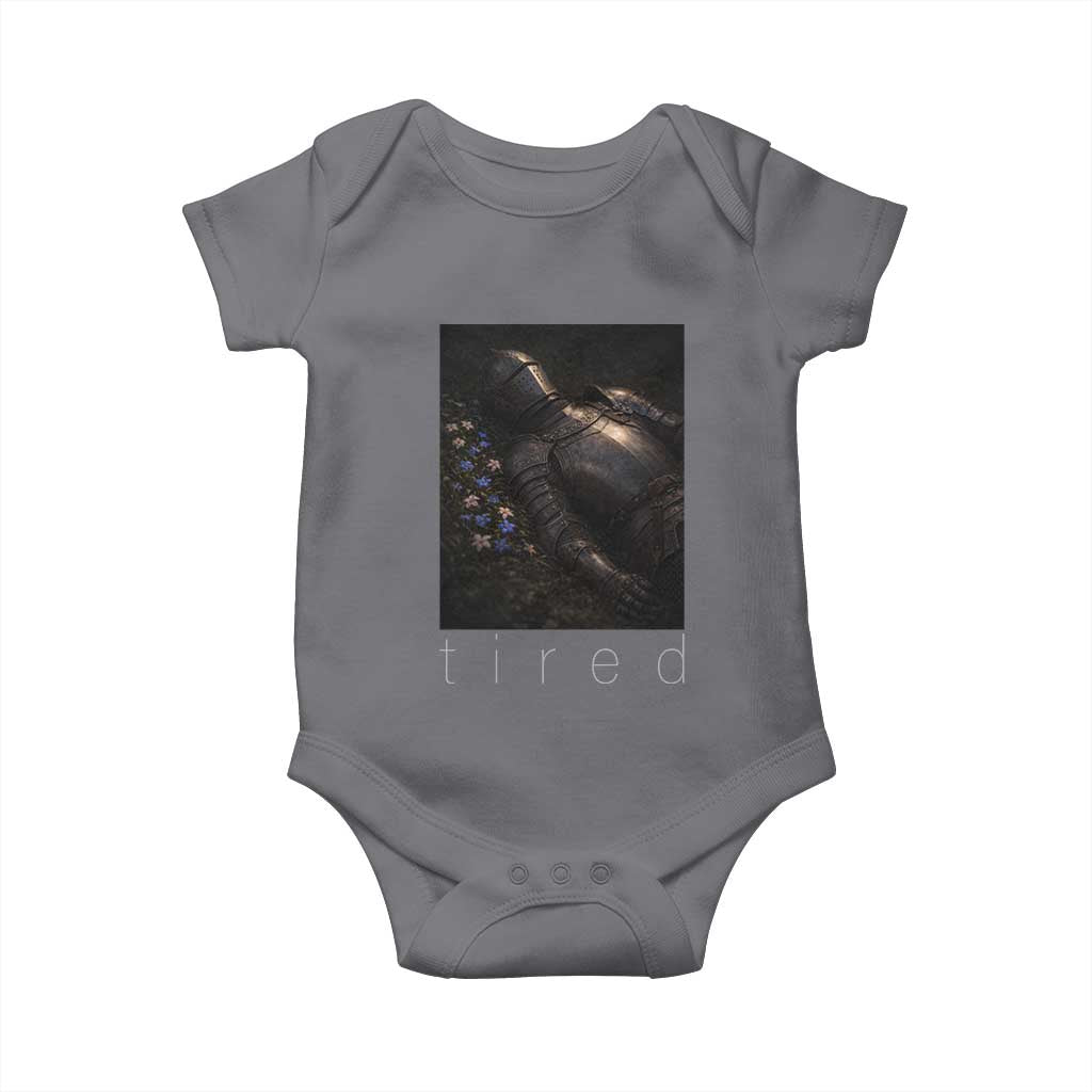 Tired Knight Baby Onesie Gothic Medieval Fantasy TS10 Charcoal Print Your Wear