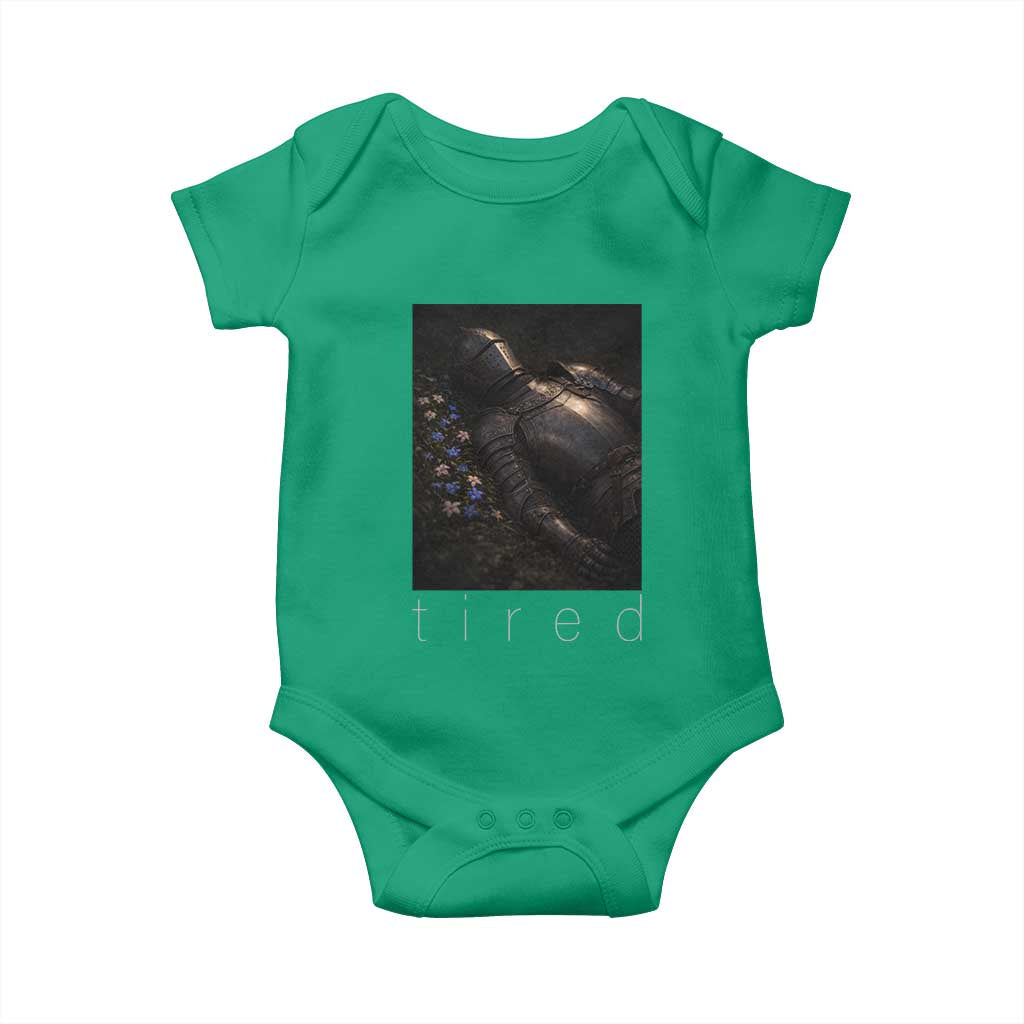 Tired Knight Baby Onesie Gothic Medieval Fantasy TS10 Irish Green Print Your Wear