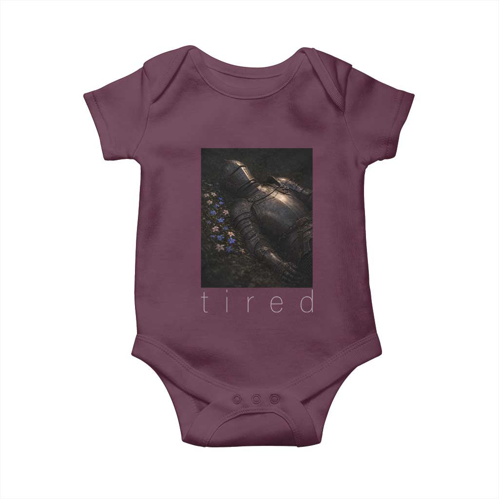 Tired Knight Baby Onesie Gothic Medieval Fantasy TS10 Maroon Print Your Wear