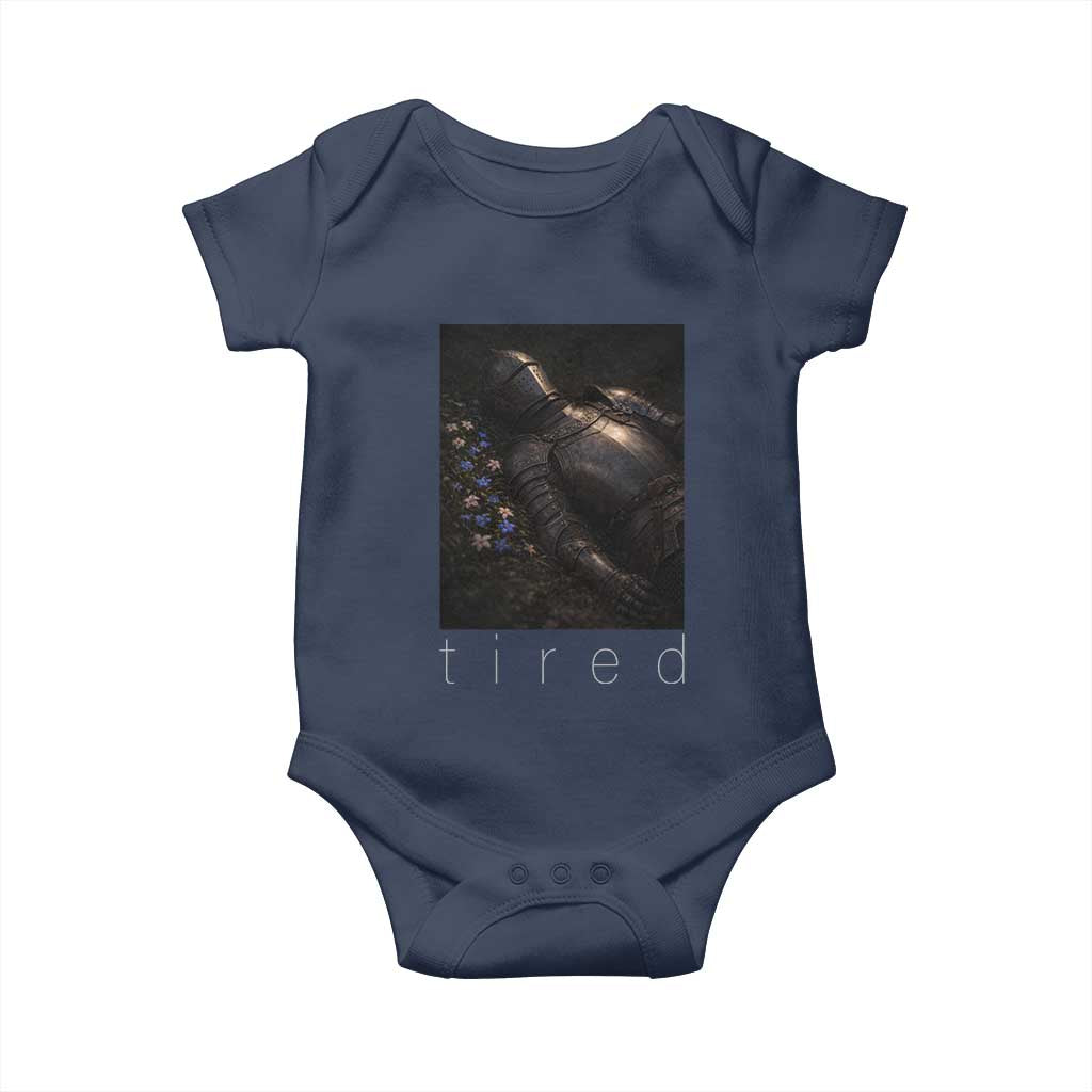 Tired Knight Baby Onesie Gothic Medieval Fantasy TS10 Navy Print Your Wear