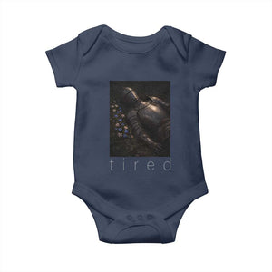 Tired Knight Baby Onesie Gothic Medieval Fantasy TS10 Navy Print Your Wear