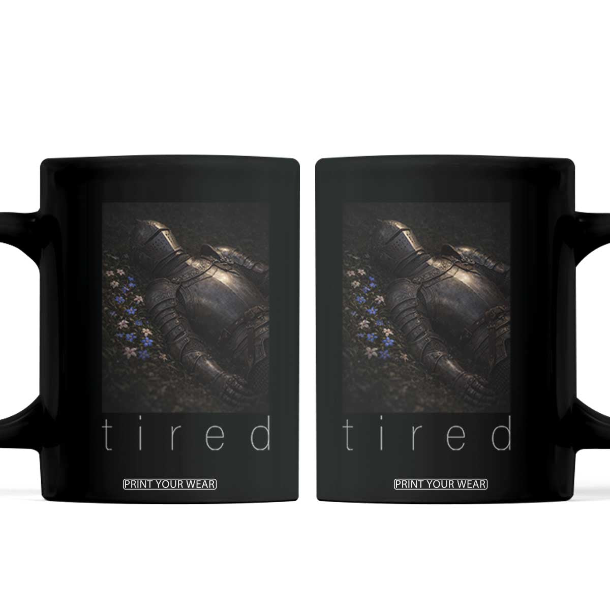 Tired Knight Coffee Mug Gothic Medieval Fantasy TS10 Black Print Your Wear
