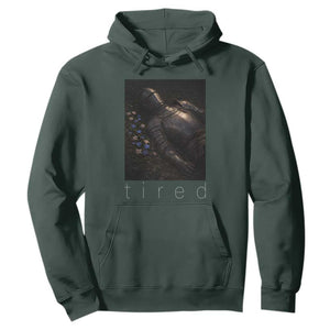 Tired Knight Hoodie Gothic Medieval Fantasy TS10 Dark Forest Green Print Your Wear