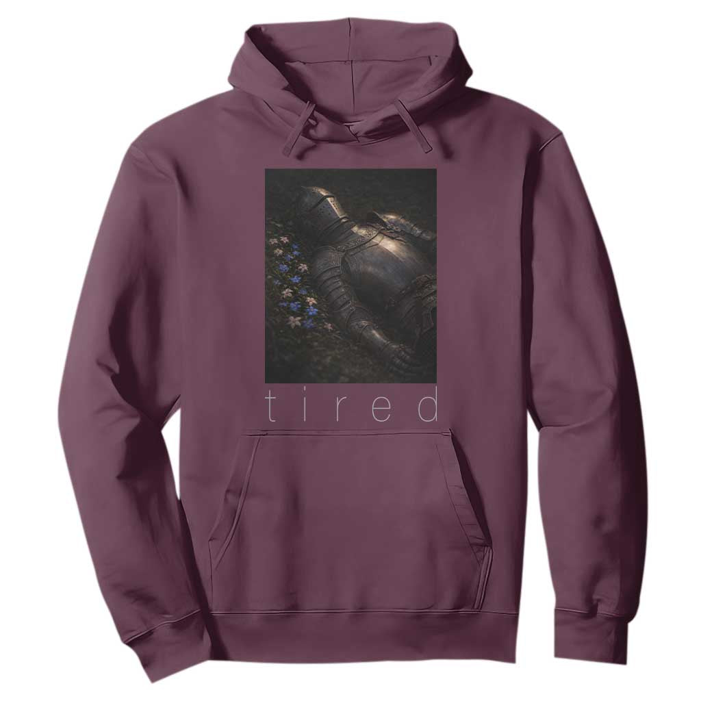 Tired Knight Hoodie Gothic Medieval Fantasy TS10 Maroon Print Your Wear