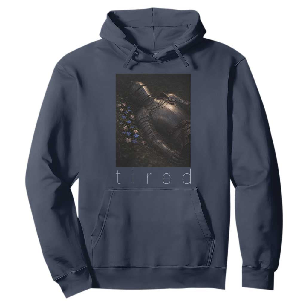 Tired Knight Hoodie Gothic Medieval Fantasy TS10 Navy Print Your Wear