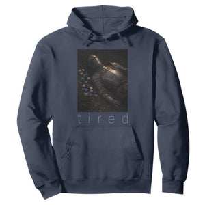 Tired Knight Hoodie Gothic Medieval Fantasy TS10 Navy Print Your Wear