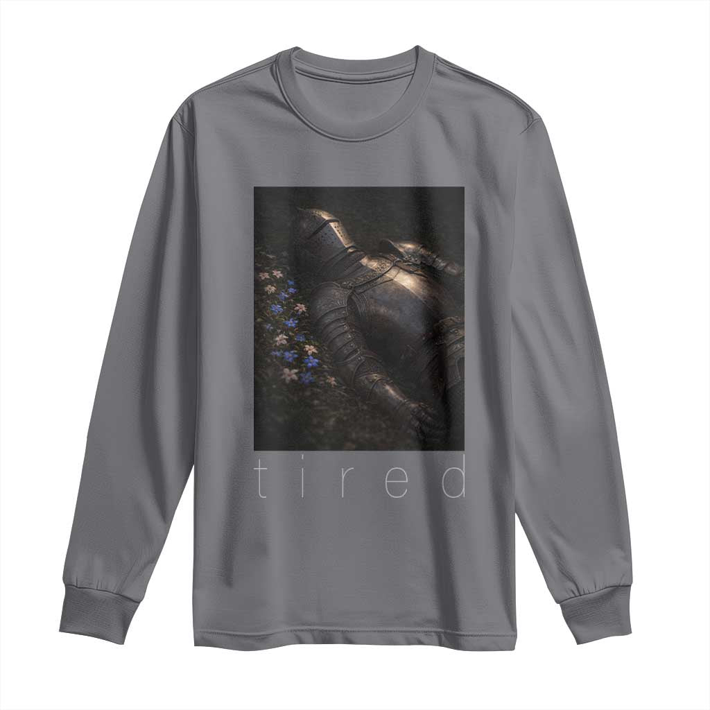Tired Knight Long Sleeve Shirt Gothic Medieval Fantasy TS10 Charcoal Print Your Wear