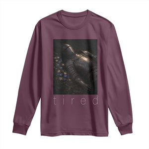 Tired Knight Long Sleeve Shirt Gothic Medieval Fantasy TS10 Maroon Print Your Wear