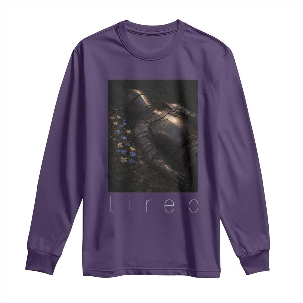 Tired Knight Long Sleeve Shirt Gothic Medieval Fantasy TS10 Purple Print Your Wear