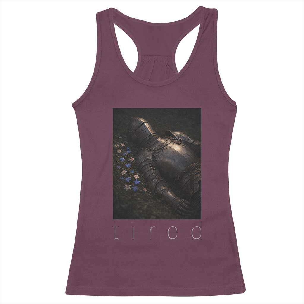 Tired Knight Racerback Tank Top Gothic Medieval Fantasy TS10 Maroon Print Your Wear