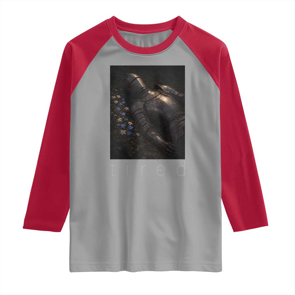 Tired Knight Raglan Shirt Gothic Medieval Fantasy TS10 Sport Gray Red Print Your Wear
