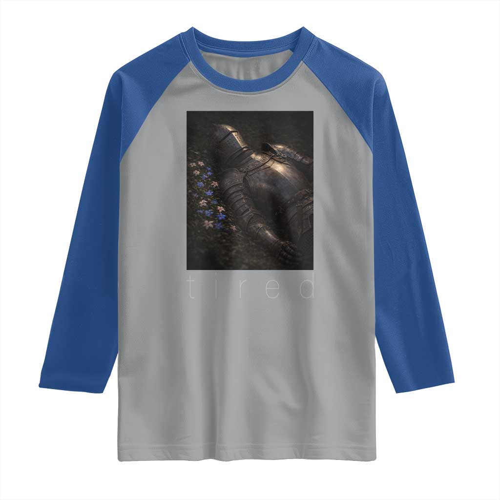 Tired Knight Raglan Shirt Gothic Medieval Fantasy TS10 Sport Gray Royal Print Your Wear