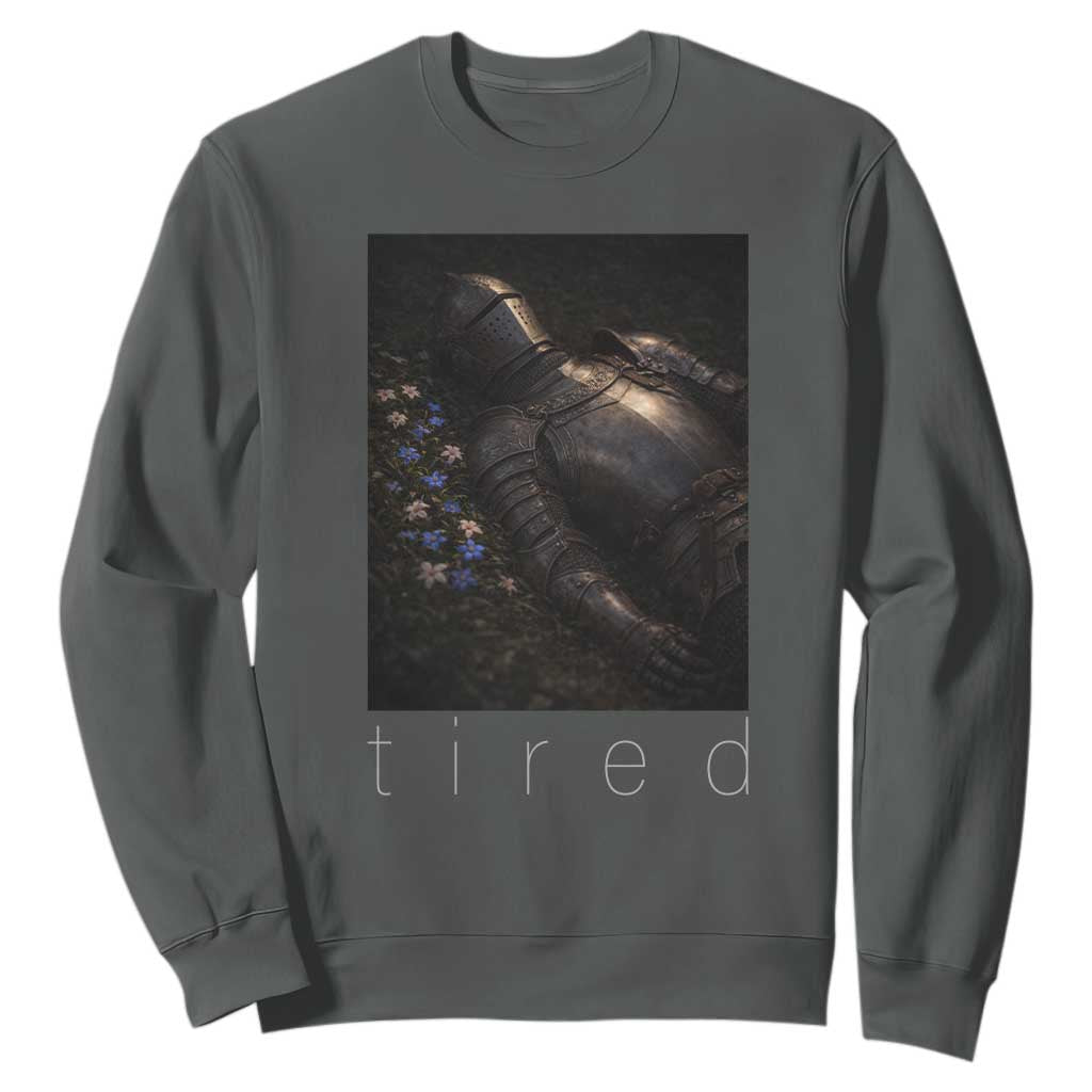 Tired Knight Sweatshirt Gothic Medieval Fantasy TS10 Dark Heather Print Your Wear