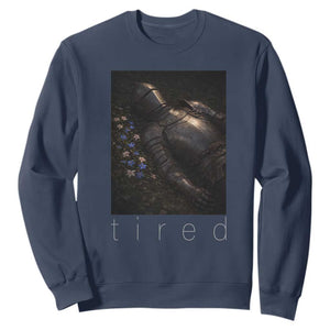 Tired Knight Sweatshirt Gothic Medieval Fantasy TS10 Navy Print Your Wear