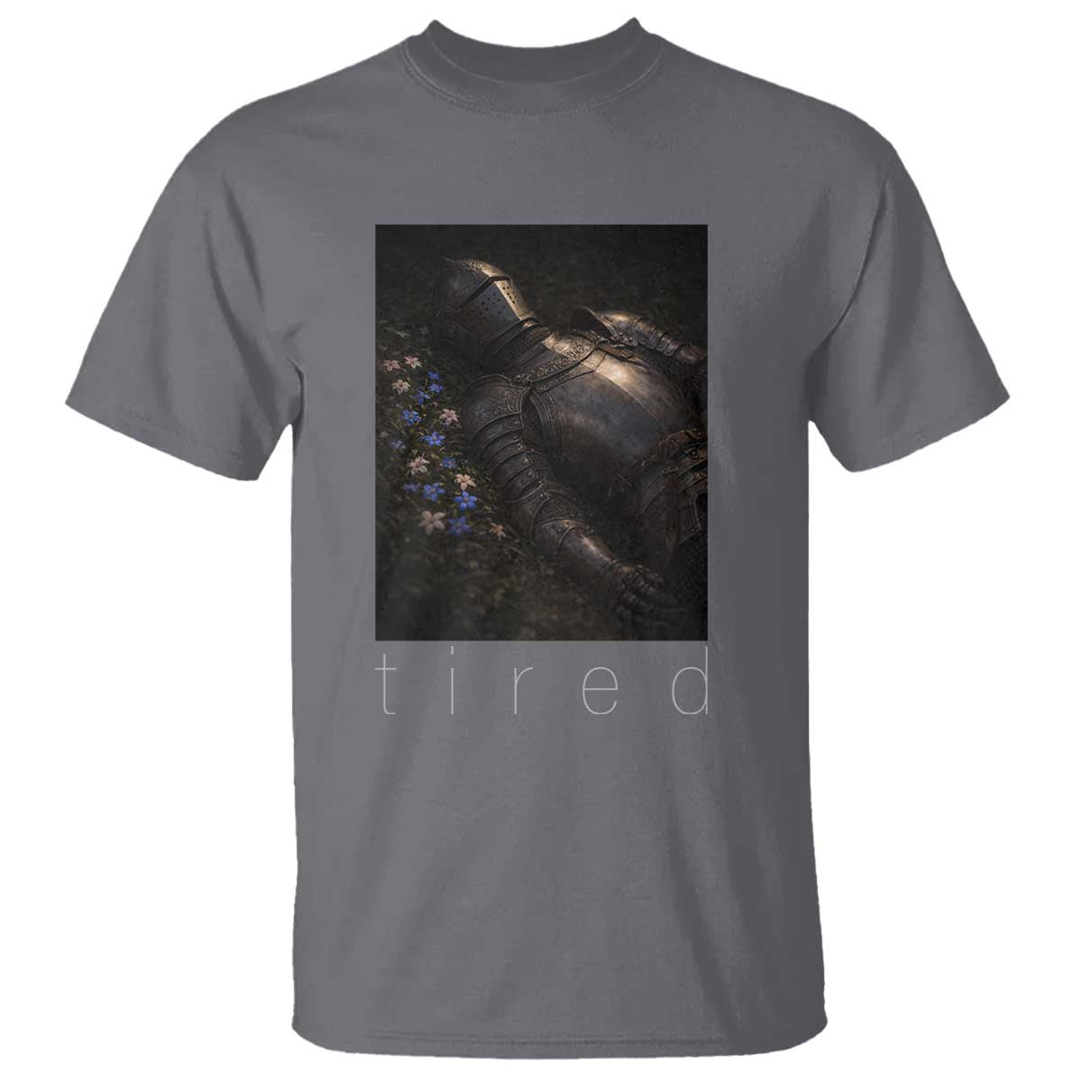 Tired Knight T Shirt Gothic Medieval Fantasy TS10 Charcoal Print Your Wear
