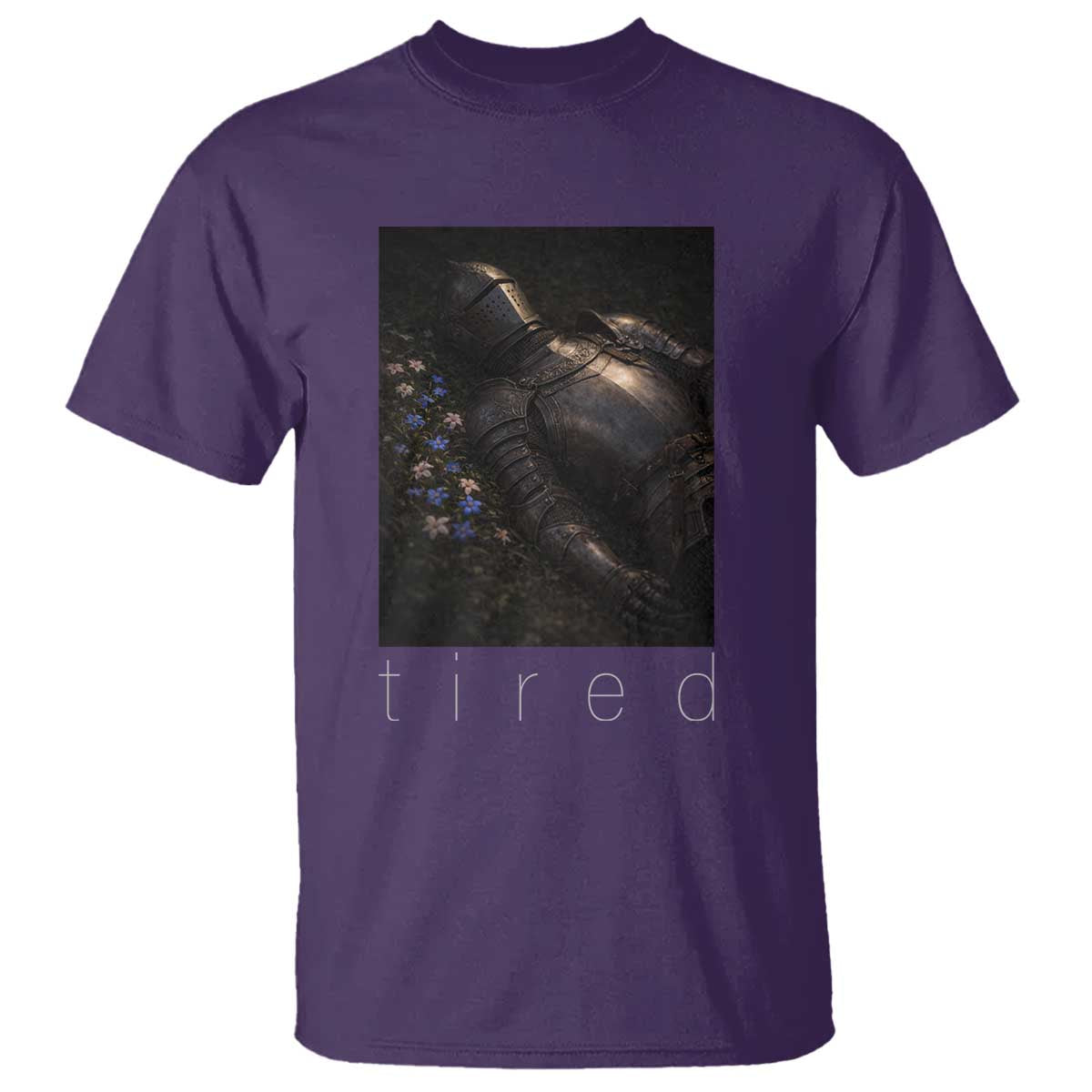 Tired Knight T Shirt Gothic Medieval Fantasy TS10 Purple Print Your Wear