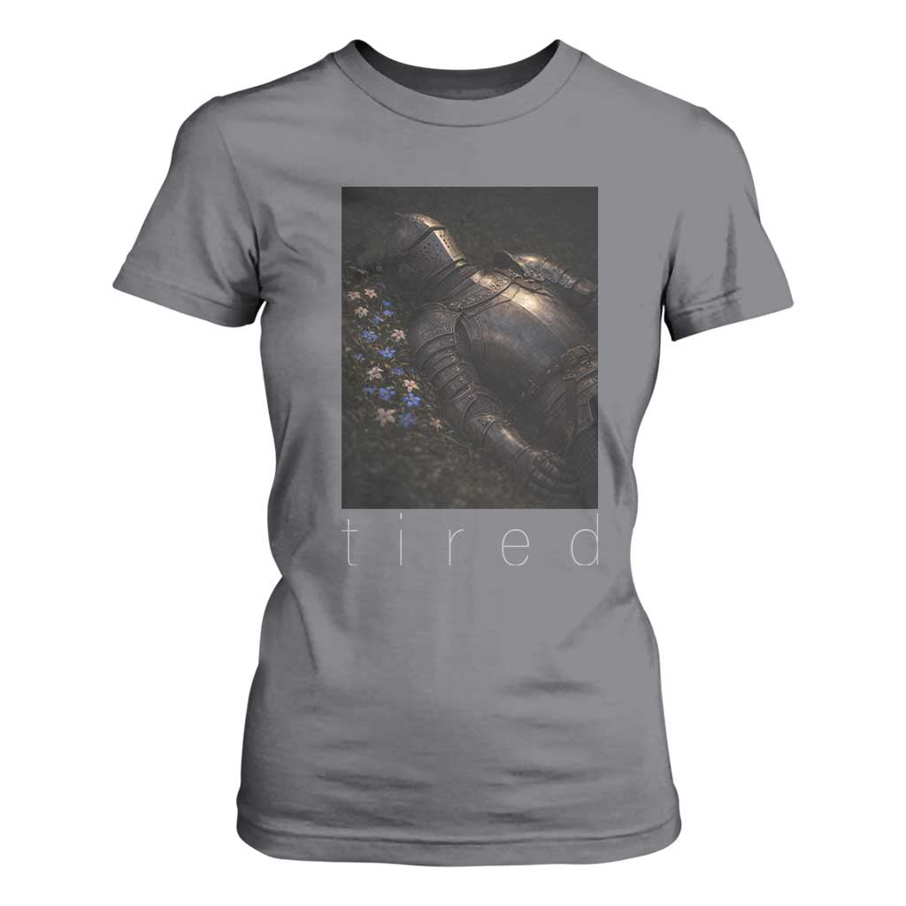 Tired Knight T Shirt For Women Gothic Medieval Fantasy TS10 Charcoal Print Your Wear