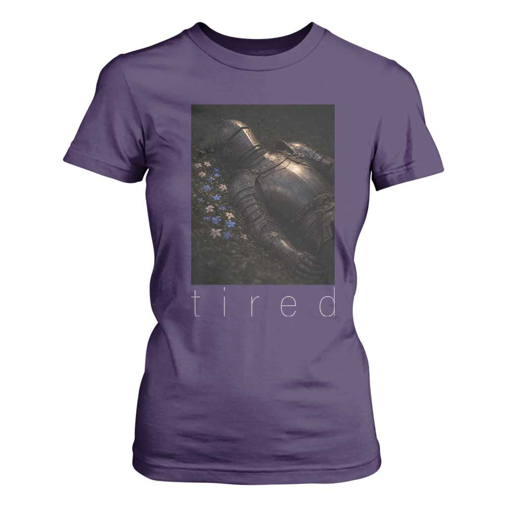 Tired Knight T Shirt For Women Gothic Medieval Fantasy TS10 Purple Print Your Wear