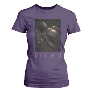 Tired Knight T Shirt For Women Gothic Medieval Fantasy TS10 Purple Print Your Wear