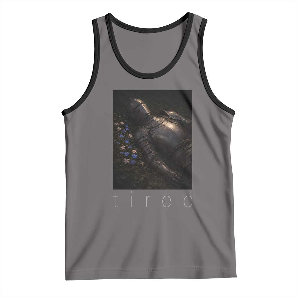 Tired Knight Tank Top Gothic Medieval Fantasy TS10 Deep Heather Black Print Your Wear