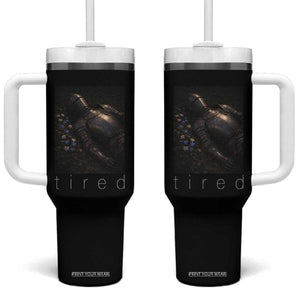 Tired Knight Tumbler With Handle Gothic Medieval Fantasy TS10 One Size: 40 oz Black Print Your Wear