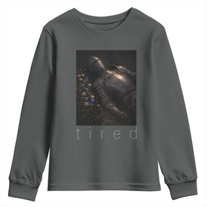 Tired Knight Youth Sweatshirt Gothic Medieval Fantasy TS10 Dark Heather Print Your Wear