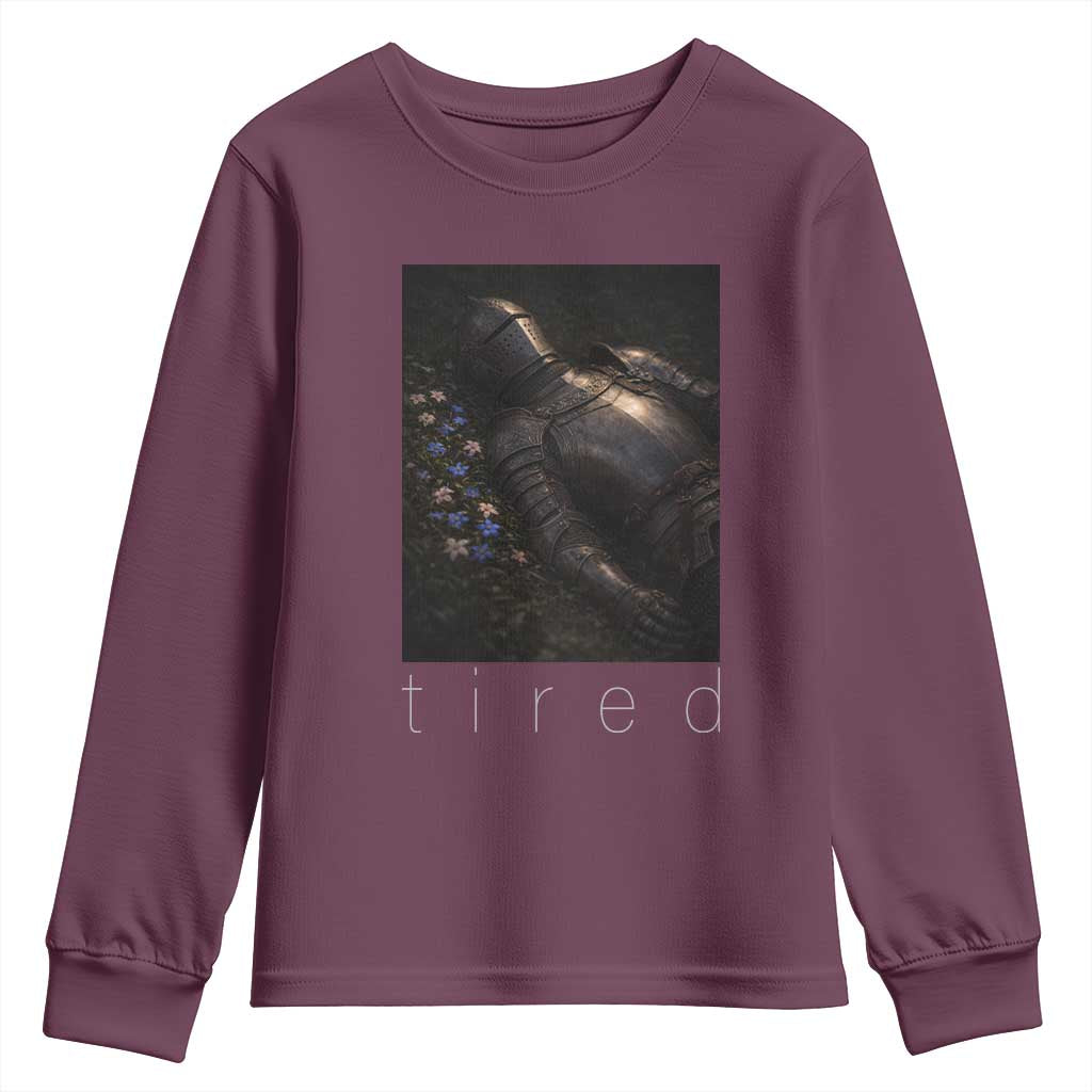 Tired Knight Youth Sweatshirt Gothic Medieval Fantasy TS10 Maroon Print Your Wear