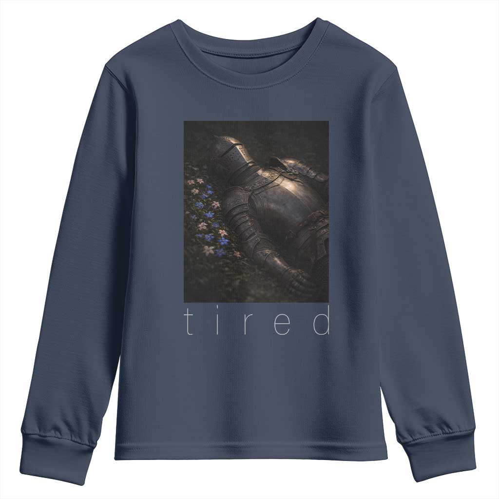 Tired Knight Youth Sweatshirt Gothic Medieval Fantasy TS10 Navy Print Your Wear
