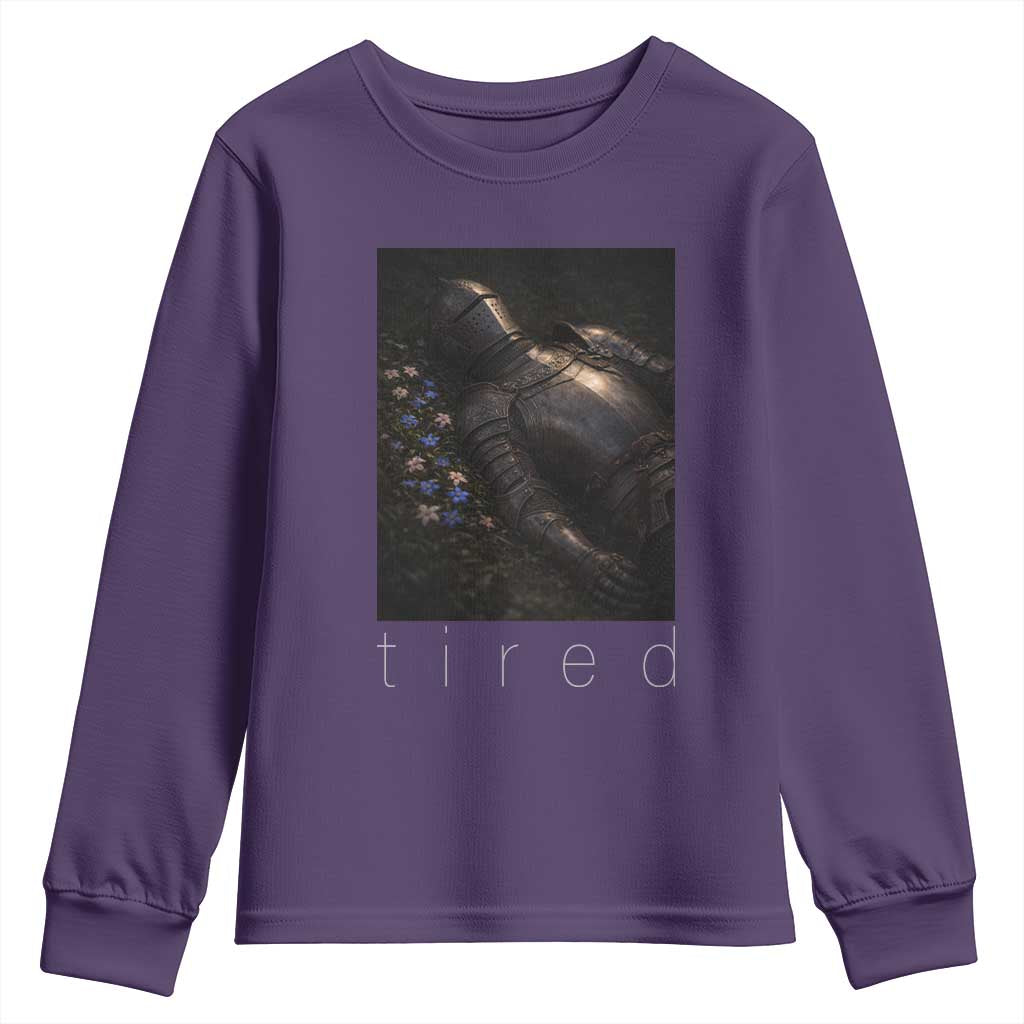 Tired Knight Youth Sweatshirt Gothic Medieval Fantasy TS10 Purple Print Your Wear