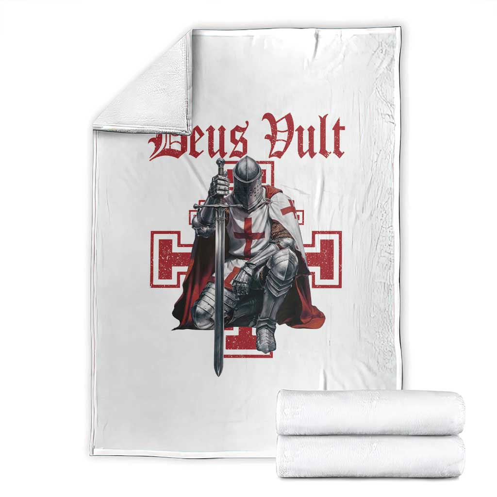 Deus Vult Knight Templar Throw Blanket Crusader Cross TS10 White Print Your Wear