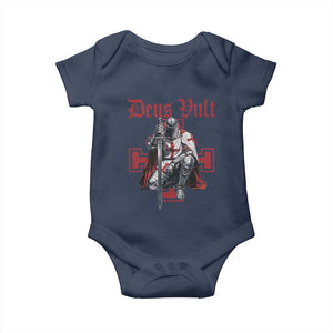 Deus Vult Knight Templar Baby Onesie - Crusader Cross Catholic Faith Baby Bodysuit TS10 Navy Print Your Wear