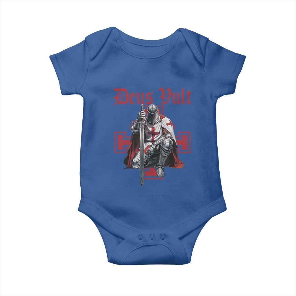 Deus Vult Knight Templar Baby Onesie - Crusader Cross Catholic Faith Baby Bodysuit TS10 Royal Blue Print Your Wear