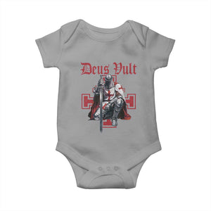 Deus Vult Knight Templar Baby Onesie - Crusader Cross Catholic Faith Baby Bodysuit TS10 Sport Gray Print Your Wear