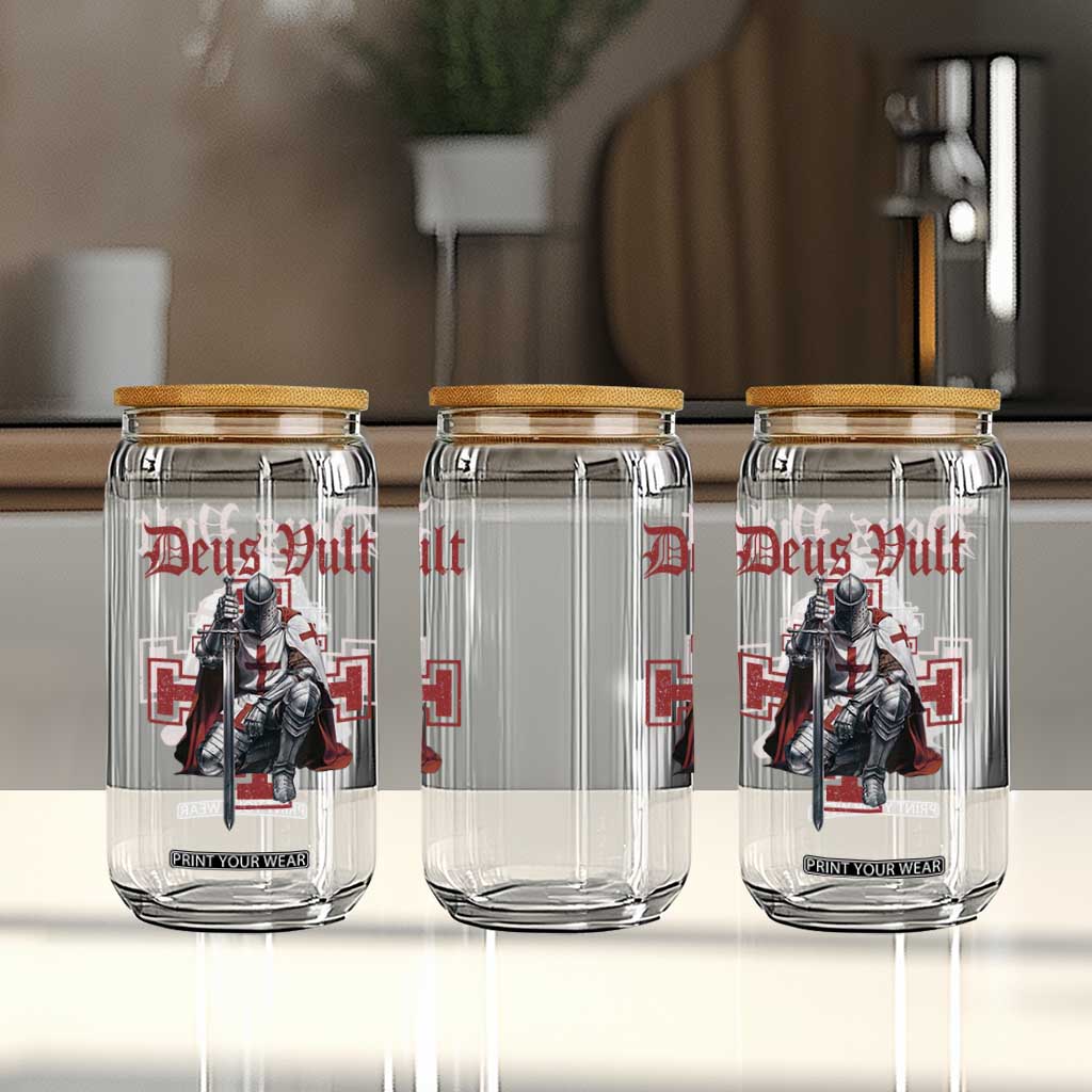 Deus Vult Knight Templar Glass Can Crusader Cross TS10 Print Your Wear