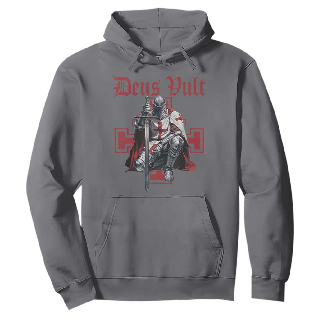 Deus Vult Knight Templar Hoodie Crusader Cross TS10 Charcoal Print Your Wear