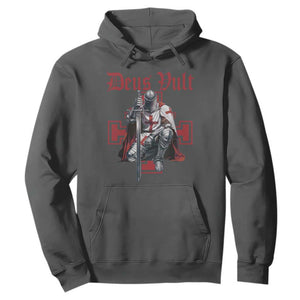 Deus Vult Knight Templar Hoodie Crusader Cross TS10 Dark Heather Print Your Wear
