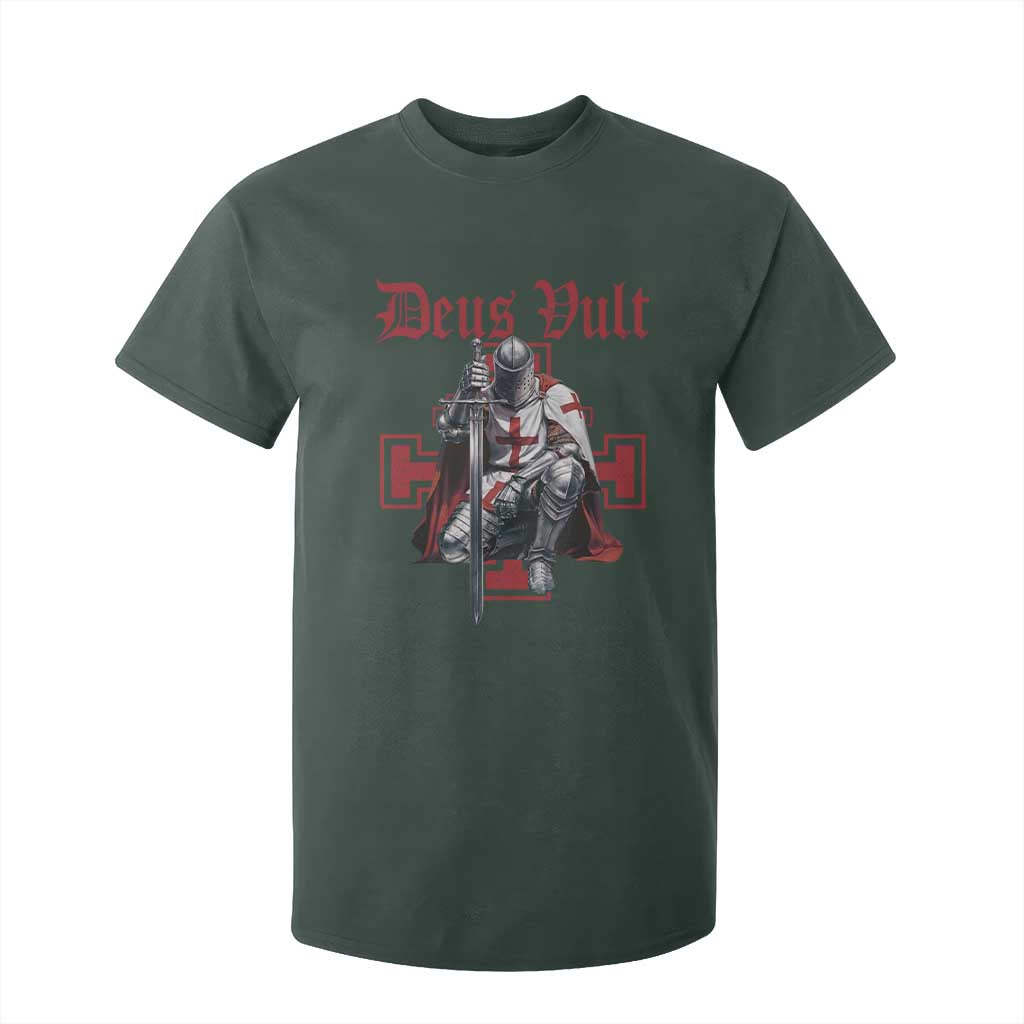 Deus Vult Knight Templar T Shirt For Kid Crusader Cross TS10 Dark Forest Green Print Your Wear