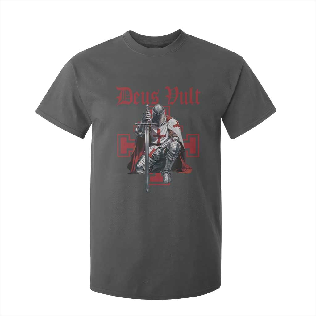 Deus Vult Knight Templar T Shirt For Kid Crusader Cross TS10 Dark Heather Print Your Wear