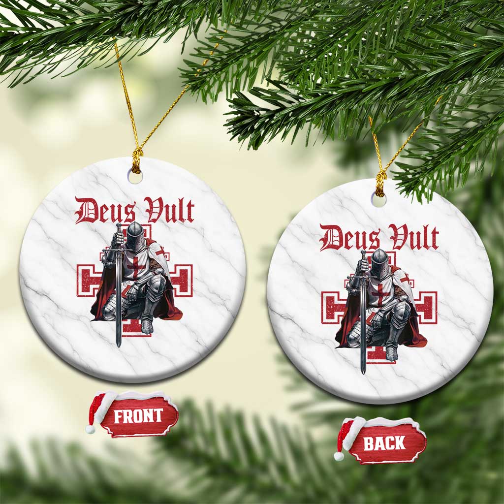 Deus Vult Knight Templar Ceramic Ornament Crusader Cross TS10 1pc White Marble Print Your Wear